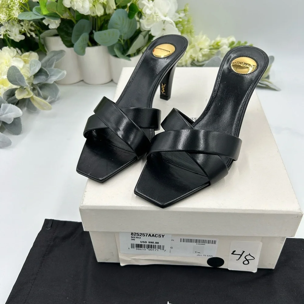 Women's Saint Laurent, Jill 75 leather mules size 36 made in Italy - Picture 12 of 12
